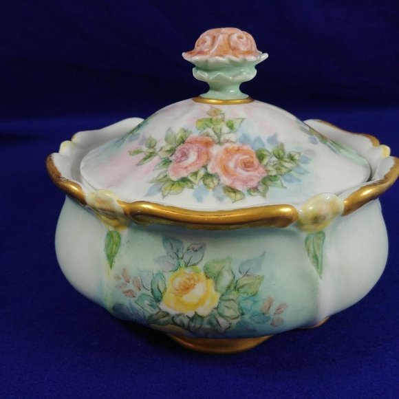 Porcelain Bowl with Lid Gold Trim Hallmarked Bavaria Germany - Picture 11 of 12